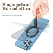 適用於iPhone 12 13 14 15 Pro Max系列手機殼的Magsafe磁吸式支架，便攜式迷你合金折疊式桌面手機支架 - 黑色 - 查看 6