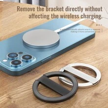 適用於iPhone 12 13 14 15 Pro Max系列手機殼的Magsafe磁吸式支架，便攜式迷你合金折疊式桌面手機支架 - 黑色 - 查看 7