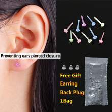 1 caja de aretes con forma de flor de colores hipoalergénicos con pasador de plástico de aproximadamente 12 mm, barras de oreja transparentes adecuadas para uso diario de mujeres, San Valentín