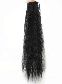 1 件装玉米卷接发带夹适用于马尾辫和盘发，合成假发 - 黑色 - 查看 3