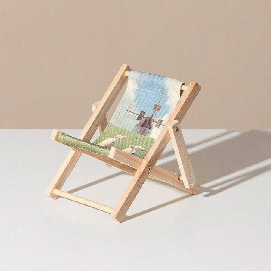 1個時尚的帆布椅樣式手機支架,迷你娃娃配件,攝影道具,玩具模型,家居裝飾,尺寸：12*12*10cm - G款 - 查看 1