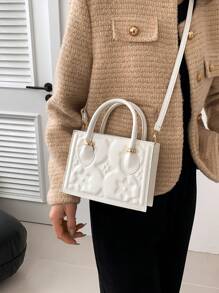 時尚優雅的女士手提包,斜跨手提包 - 白色 - 查看 8