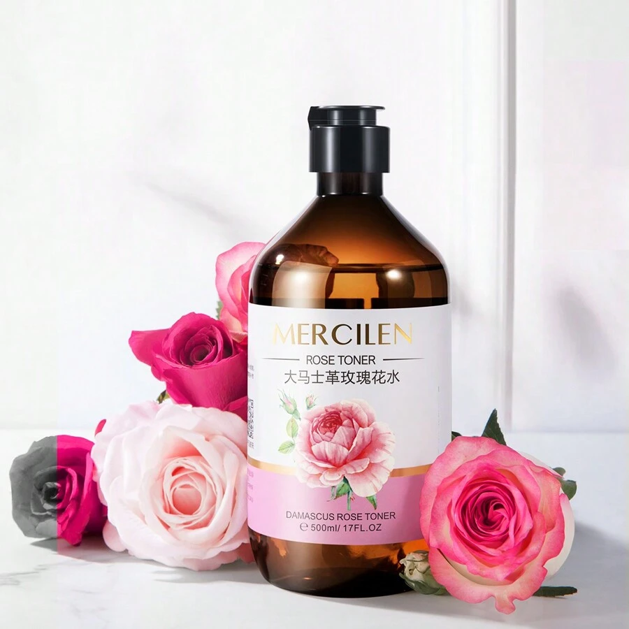 Mercilen大馬士革玫瑰水500ml,玫瑰水,保濕,舒緩,溫和,適用於敏感肌膚,調節皮膚的油水平衡,男女皆宜,適用於家居和旅行 - 褐色500ml - 查看 1