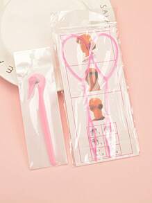 3pcs Children's Detangling Hair Brushes Set, Including Disposable Hair Ties, Hair Detangler Hook, Braiding Tool - 粉色 - 查看 7