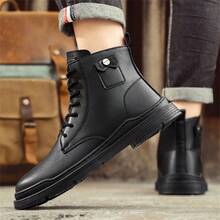 男鞋皮靴工作靴高筒鞋工作靴男士戶外工作鞋 - 黑色 - 查看 5