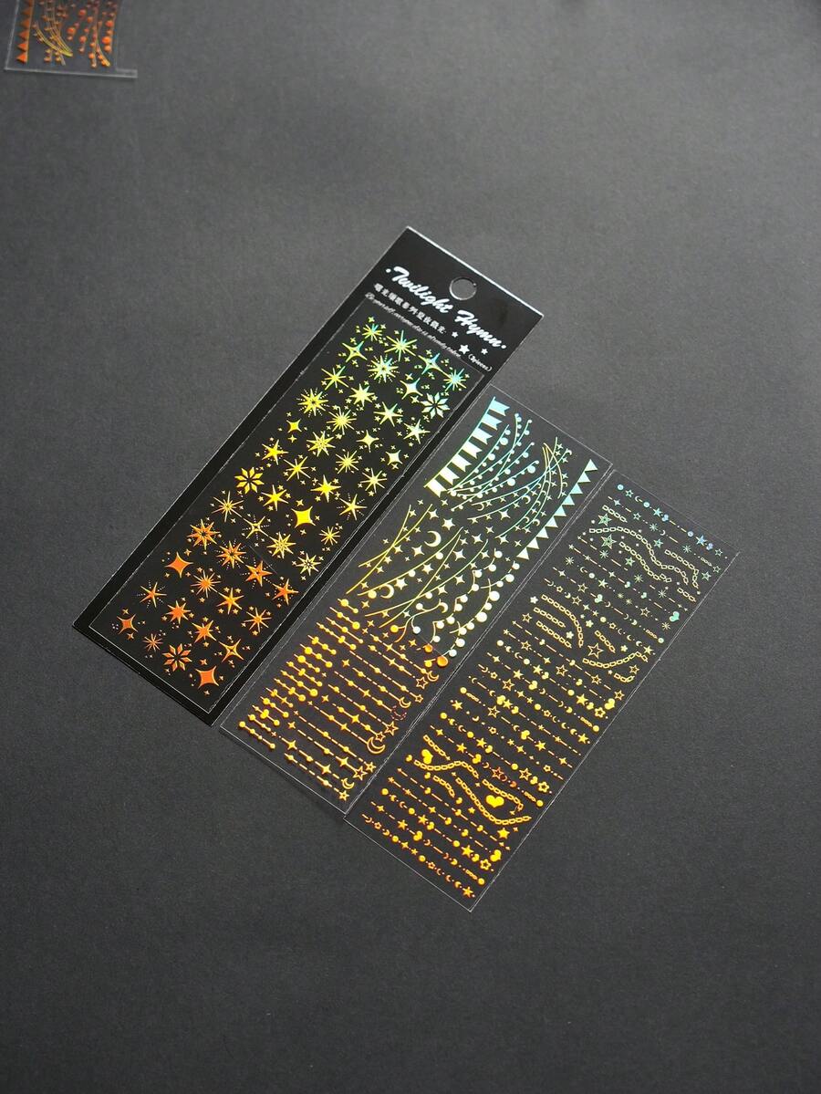 1個夢幻全息3d銀色熱壓材料貼紙,適用於diy手帳,防水寵物材料 - 彩色 - 查看 1