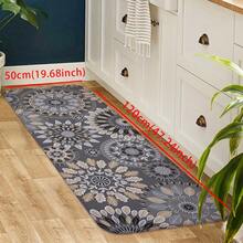 1pc Modern Simple Non-Slip, Water-Absorbing, Quick-Drying Kitchen Rug With Gray Floral Pattern, Easy Clean, Anti-Fatigue, Suitable For Kitchen Sink & Indoor Entrance - Multicolor - View 3