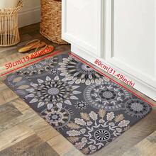 1pc Modern Simple Non-Slip, Water-Absorbing, Quick-Drying Kitchen Rug With Gray Floral Pattern, Easy Clean, Anti-Fatigue, Suitable For Kitchen Sink & Indoor Entrance - Multicolor - View 6