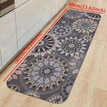 1pc Modern Simple Non-Slip, Water-Absorbing, Quick-Drying Kitchen Rug With Gray Floral Pattern, Easy Clean, Anti-Fatigue, Suitable For Kitchen Sink & Indoor Entrance - Multicolor - View 4