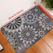 1pc Modern Simple Non-Slip, Water-Absorbing, Quick-Drying Kitchen Rug With Gray Floral Pattern, Easy Clean, Anti-Fatigue, Suitable For Kitchen Sink & Indoor Entrance - Multicolor - View 7