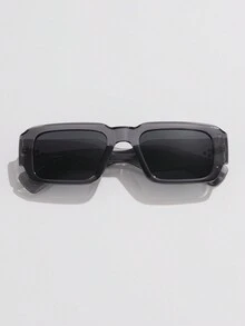 1pc Classic Gray Square Plastic Frame Women'S Sunglasses, Ideal For Daily Wear Or Vacation, Comes With A Case - Grey - View 3