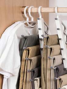 1pc Stainless Steel Multi-Layer Thick Clothes Hanger With Non-Slip S-Shaped Design, Foldable And Space-Saving, Suitable For Trousers, Skirts, Pants, Scarves, Ties, Etc. - White - View 6