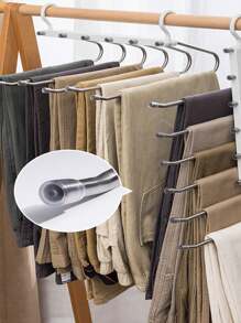 1pc Stainless Steel Multi-Layer Thick Clothes Hanger With Non-Slip S-Shaped Design, Foldable And Space-Saving, Suitable For Trousers, Skirts, Pants, Scarves, Ties, Etc. - White - View 5