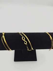 時尚優雅的18k鍍金雙層頸鍊,適合女士參加宴會時佩戴 - OU004-金黃色 - 查看 11