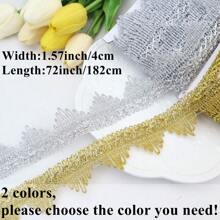 ZNZAKKA 2 碼金屬編織蕾絲絲帶金色蕾絲裝飾用於縫紉工藝品家居裝飾禮品包裝 - 金色 - 查看 2