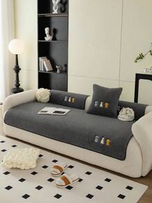 1 件貓爪刺繡毛絨沙發套,簡約可愛風格,加厚,柔軟溫暖,防滑,防髒寵物沙發墊,靠背毛巾和扶手毛巾,保護沙發節日裝飾,四季皆可使用 - 深灰色 - 查看 6