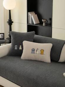 1 件貓爪刺繡毛絨沙發套,簡約可愛風格,加厚,柔軟溫暖,防滑,防髒寵物沙發墊,靠背毛巾和扶手毛巾,保護沙發節日裝飾,四季皆可使用 - 深灰色 - 查看 8