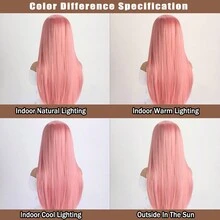 26吋粉色合成纖維直髮假髮,自然中分適合女性,適用於日常佩戴、萬聖節、cosplay、化裝舞會等場合 - 粉色 - 查看 8