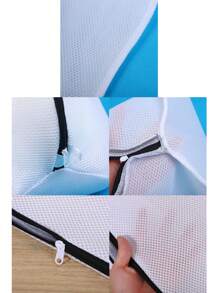 Bolsa de malla con cremallera para lavadora, bolsa de almacenamiento de ropa de viaje, bolsa especial para lavar zapatos, accesorio antideformación para lavadora, organizador de zapatos, bolsa de viaje con cordón, funda de zapatos a prueba de polvo, accesorios de viaje esenciales para vacaciones, hombres y mujeres - Blanco y Negro - Ver 6