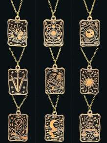 Unique Creative Tarot Card Shaped Oil Drop Pendant Necklace For Festive Decoration, Gift - Pendant Necklace - View 12