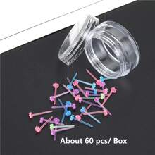 1 caja de aretes con forma de flor de colores hipoalergénicos con pasador de plástico de aproximadamente 12 mm, barras de oreja transparentes adecuadas para uso diario de mujeres, San Valentín