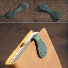 真皮書籤,雙面磁扣磁力夾,手工牛皮筆記本計畫者裝飾配件 - 黑色 - 查看 5