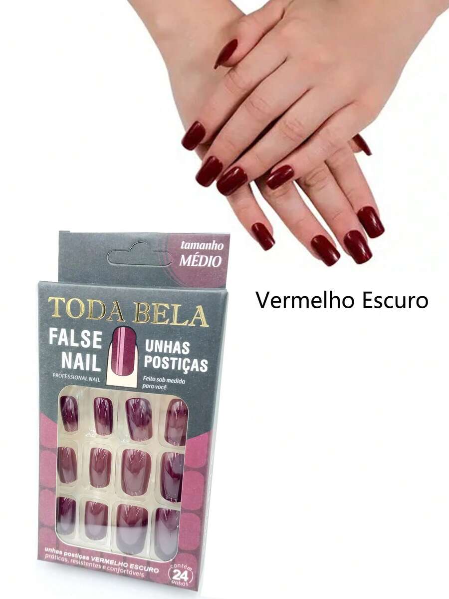 Press On Nails - Màu Đỏ Sâu - Xem 1