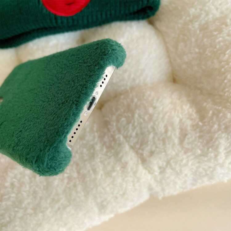 1入實色羊毛編織款式的貝殼，適用於iPhone 14 13 12 11 Xs Pro Max Xr 7 Plus - 綠色 - 查看 7