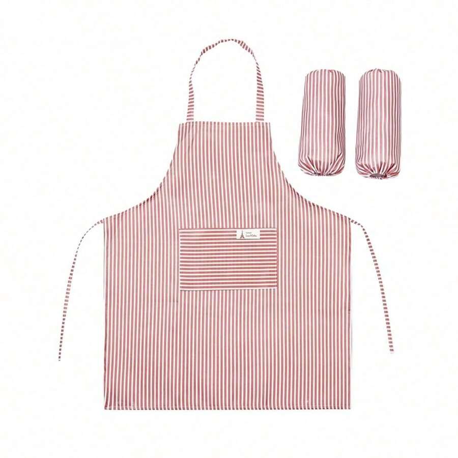 1pc Thickened Apron With Waterproof, Anti-Stain, And Anti-Splash Sleeves For Kitchen & House Cleaning, Autumn & Winter - Multicolor - View 1