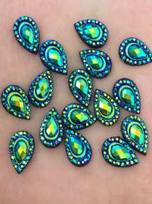 50颗黑色树脂迷你闪亮孔雀眼睛，7*12mm水滴形平底3D水钻婚礼贴纸，手工DIY剪贴簿手机壳装饰时尚配饰工艺品夏季、学校