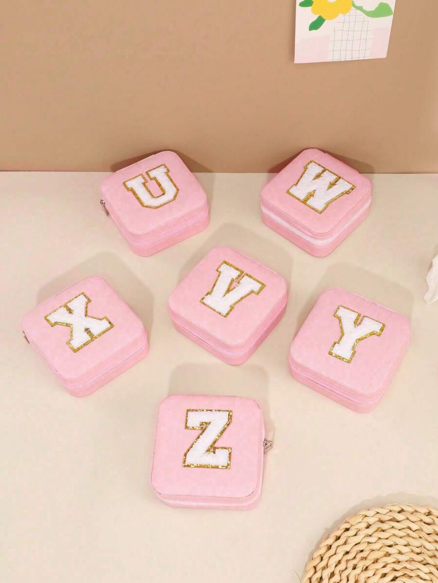 1入簡約字母系列珠寶收納盒,適用於戒指、項鍊、耳環等 - 綠色 - 查看 1