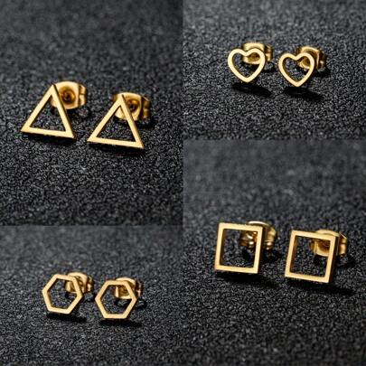 1對不鏽鋼耳針女士小巧三角耳環,幾何耳環時尚珠寶禮物