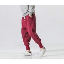 Pantalones Harem De Los Hombres De Cintura Elástica Sólida - Rosa Fucsia - Ver 3