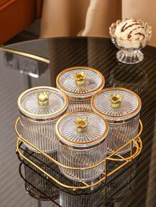 新品高端有網格和密封的糖果罐,家用收納糖果盒 - 無色 - 查看 2