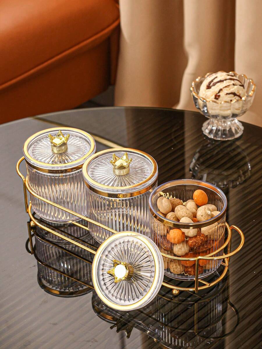 新品高端有網格和密封的糖果罐,家用收納糖果盒 - 無色 - 查看 1