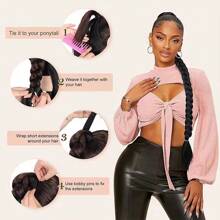 1pc Synthetic Hair Ponytail Extension For Women, Wrap Around Style, Suitable For Boxing - Multicolor - View 7