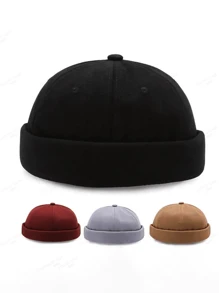 1pc Unisex Khaki Bucket Hat With Y2k Aesthetic, Outdoor Cold Resistant Simple Design Beanie, Suitable For Daily Commute In Winter - Beige - View 1