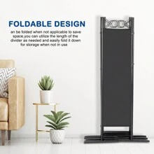 FCH 6FT 4-Fold Top With Shape 130g Polyester Cloth Plastic Feet Carbon Steel Frame Foldable Screen Black/Gray - Black - View 7