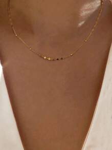 1 Vòng Kim Sa Lấp Lánh Dây Chuyền Nữ Bạc Quyến Rũ Mỹ Món Quà Trang Sức - Vàng - Xem 1