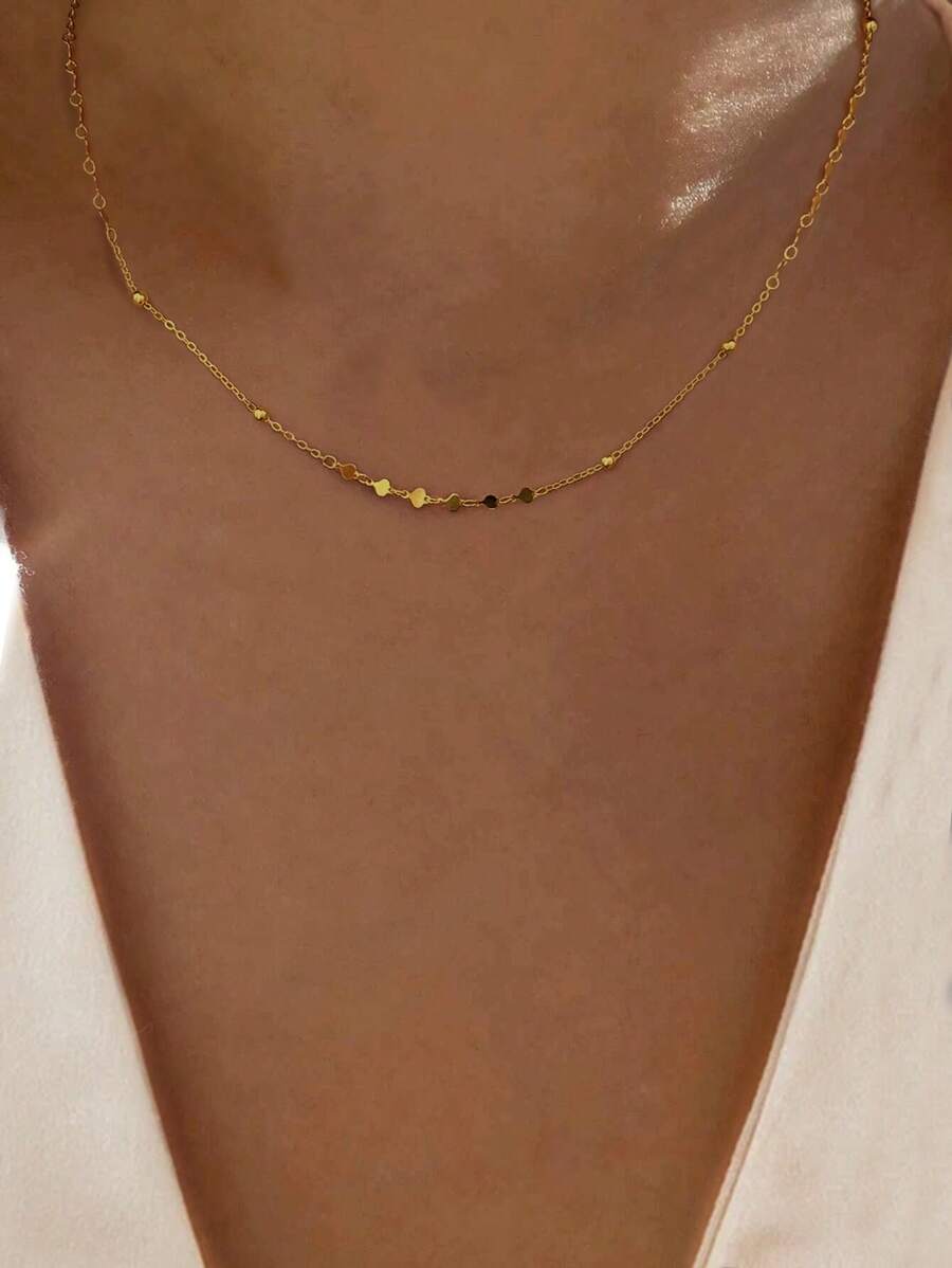 1 Vòng Kim Sa Lấp Lánh Dây Chuyền Nữ Bạc Quyến Rũ Mỹ Món Quà Trang Sức - Vàng - Xem 1