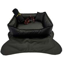 Kit Cama Pet Luxo Almofada Cobertor Tapete e Coleira Peitoral Media Caminha Impermeável Anti Alérgica Retangular 50 X 40Cm