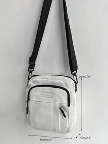 高中生、大學新鮮人多功能斜背包、肩包、休閒包、迷你男士字母圖形斜挎包、手提包、書包,適用於旅行、上學、戶外、運動、上下班側背包,輕便攜帶,帶可調整帶扣的方形袋,情人節男士禮物 - 白色 - 查看 5