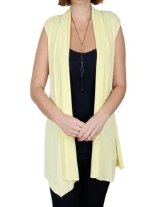 Women Sweater Vests - 黃色 - 查看 2