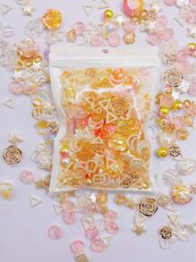 1pc 70g Fashionable Diy Colorful Abs Resin Flower Jewelry Making Kit For Earrings, Necklace, Hairpins, Nails, Mobile Phone Decorations - Red - View 5