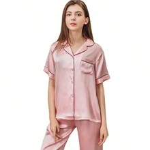Pijamas De Señoras Mujer De Seda Cómodo Pijamas - Rosa - Ver 7