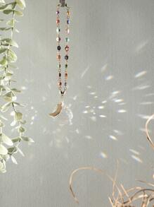 1 Pack Evil Eye Artificial Crystal Pendant Happy Sun Catcher Star Moon Water Drop Element Combination Pendant With Retractable Hook Buckle Window Decoration Pendant Creative Gift Holiday Decoration - Gold - View 2