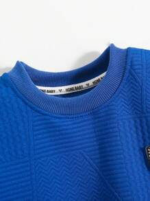 2 piezas para niña pequeña con estampado de conejo de color liso y pantalones a juego - azul real - Ver 4