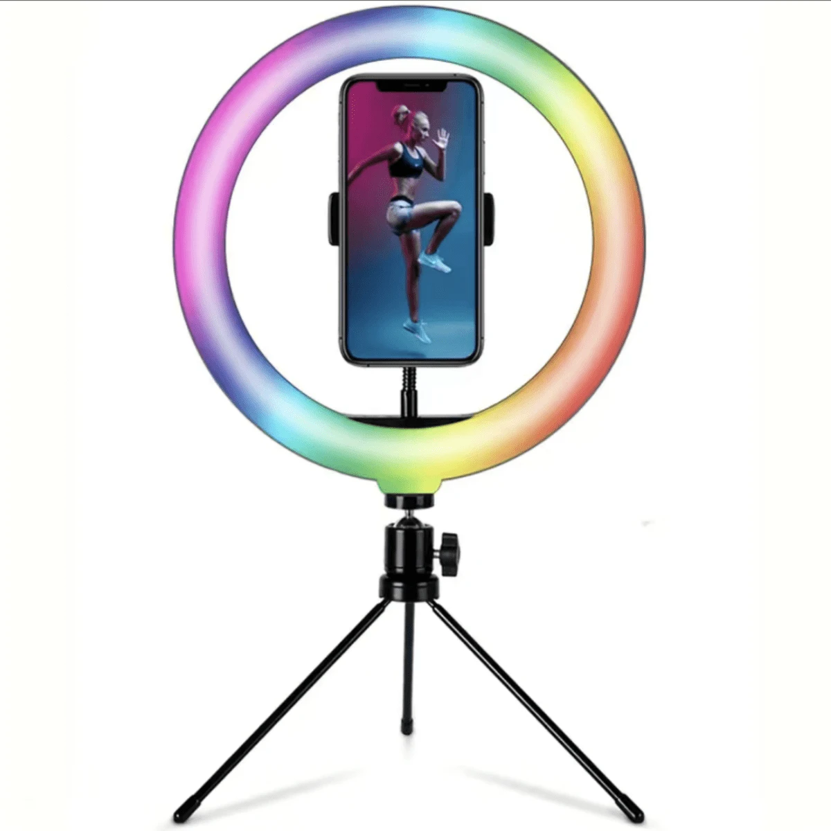 1pc RGB LED Ring Light, 10inch With Table Tripod Stand For Camera Phone Selfie Video Dimmable Makeup Video Live Stream Studio You - Style 4 - View 1