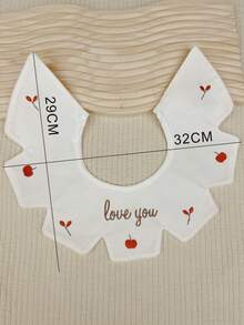 1 件裝嬰兒口水圍兜,搭配可愛蘋果刺繡,時尚可調節,適合日常使用 - 白色 - 查看 9