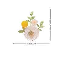 1pc Celebrity Style Dainty Chrysanthemum & Leaves & Pearl Decor Brooch With Gold Color Beads For Women'S Suit Decoration - White - View 2